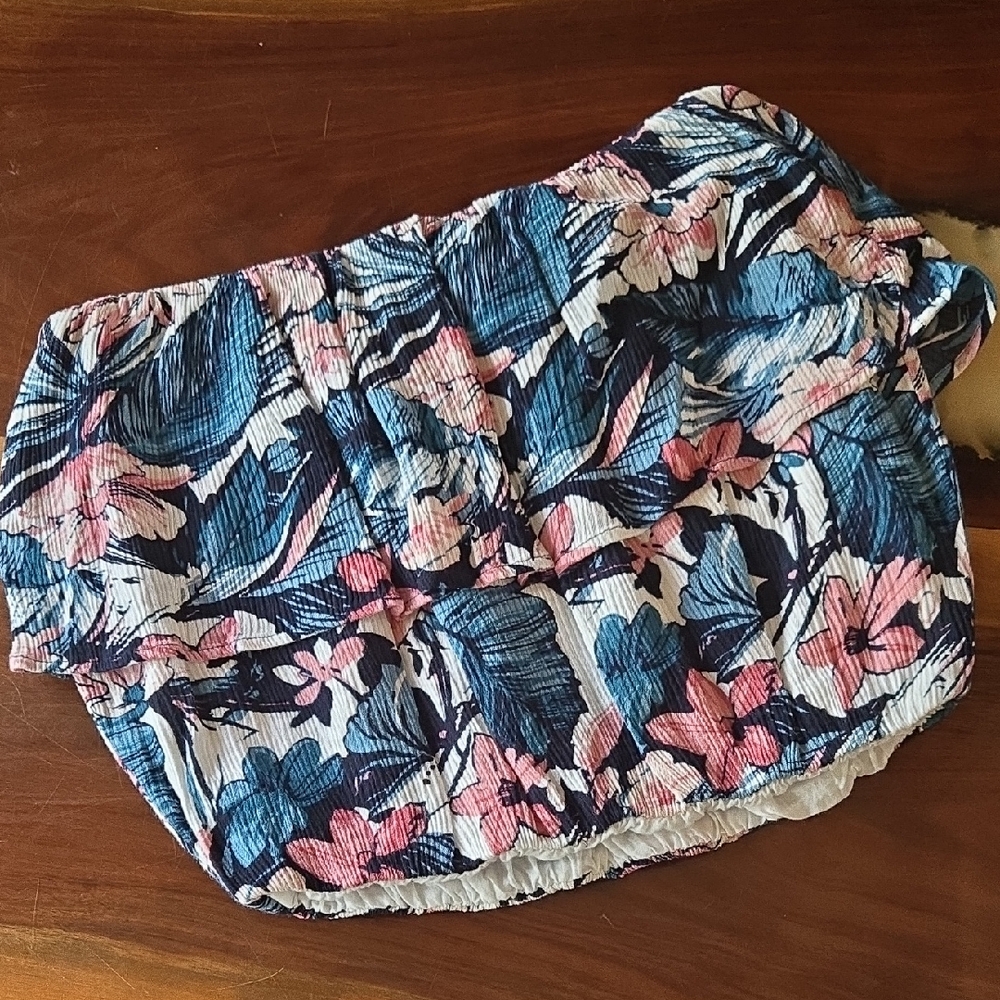 Spiritual Gangster Blue and Pink Floral Crop Top